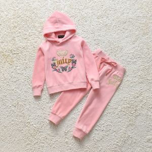 Juicy Couture Butterfly Floral Velour Tracksuits 8398 2pcs Baby Suits Pink
