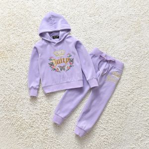 Juicy Couture Butterfly Floral Velour Tracksuits 8398 2pcs Baby Suits Purple