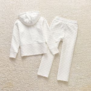 Juicy Couture Check Motif Velour Tracksuits 8405 2pcs Baby Suits White