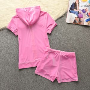 Juicy Couture Original Stripes Velour Tracksuits 652 2pcs Women Suits Pink