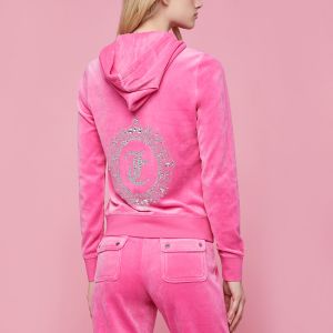 Juicy Couture JC Mirror Cameo Velour Tracksuits 7299 2pcs Women Suits Rose