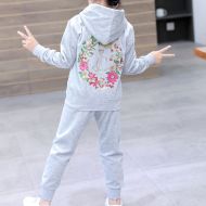Juicy Couture Floral Crowned JC Velour Tracksuits 8302 2pcs Baby Suits Grey