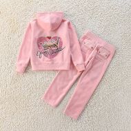 Juicy Couture Love Heart Crown Velour Tracksuits 8406 2pcs Baby Suits Pink
