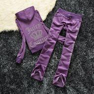 Juicy Couture Studded Logo Crown Velour Tracksuits 605 2pcs Women Suits Purple