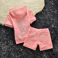 Juicy Couture Studded Logo Crown Velour Tracksuits 608 2pcs Women Suits Pink