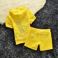 Juicy Couture Studded Logo Crown Velour Tracksuits 608 2pcs Women Suits Yellow